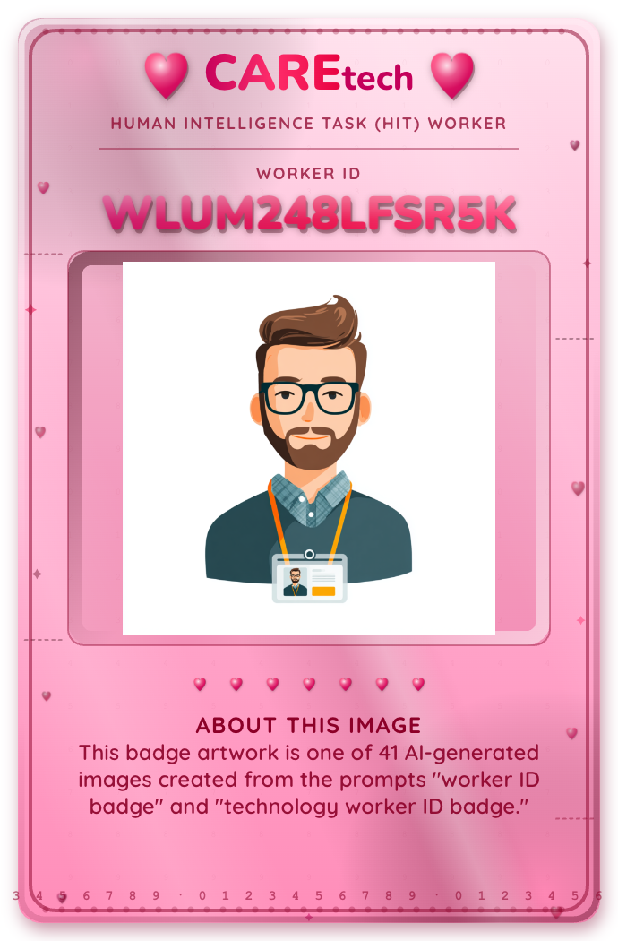 CAREtech worker ID badge — front
